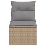 vidaXL Canapé de jardin sans accoudoirs coussins beige résine tressée