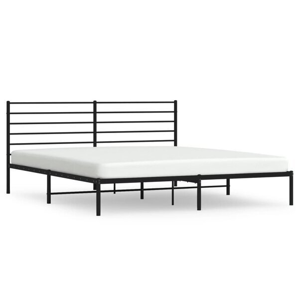 vidaXL Cadre de lit métal avec tête de lit noir 180x200 cm