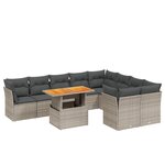 vidaXL Salon de jardin avec coussins 10 Pièces gris résine tressée