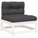 vidaXL Canapé de jardin et coussins 2 places blanc bois de pin massif