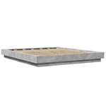 vidaXL Cadre de lit et lumières LED sans matelas gris béton 150x200 cm