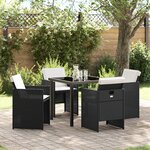 vidaXL Ensemble de salle à manger de jardin 5 pièces avec coussins Rattan PE Noir