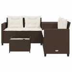 vidaXL Canapé de jardin avec table et coussins en forme de L marron