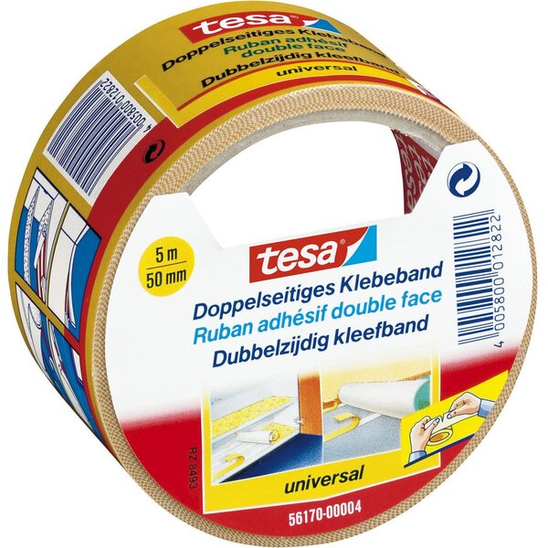 Bande double face universelle, blanc, 50 mm x 5 m 56170 (rouleau 5 mètres)