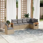 vidaXL Salon de jardin avec coussins 6 Pièces beige résine tressée