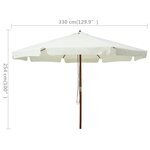 vidaXL Parasol d’extérieur avec mât en bois 330 cm blanc sable