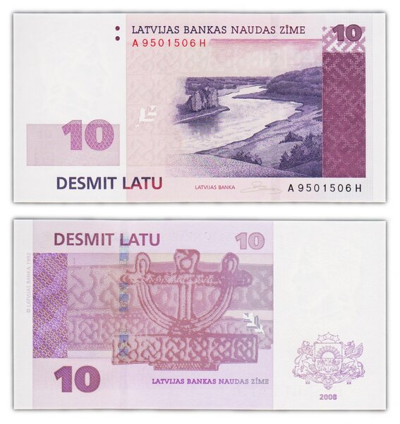 Billet de collection 10 latu 2008 lettonie - neuf - p54