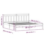 vidaXL Cadre de lit Gris Bois de pin massif 200x200 cm