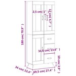vidaXL Buffet haut Sonoma gris 69 5x34x180 cm Bois d'ingénierie