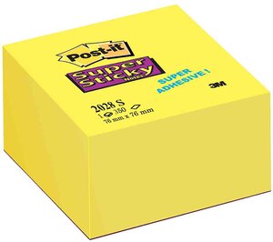Bloc cube Notes Bloc Super Sticky 76 x76 mm 350 f Jaune POST-IT
