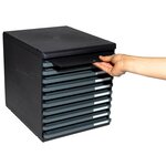 Module De Classement Modulo Ecoblack 10 Tiroirs Ouverts - Gris Foncé - Exacompta