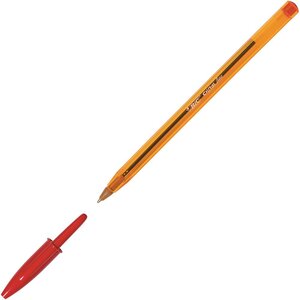 Stylo bille, Cristal Fine, pointe fine (0,8 mm), corps orange, encre rouge (paquet 50 unités)
