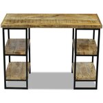 Bureau table poste de travail meuble d'ordinateur informatique étude en bois de manguier 110 x 50 x 76 cm brun 02_0023779