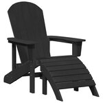 Chaises Adirondack vidaXL avec Reposes-Pieds 2 Pièces Noir HDPE