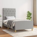 vidaXL Cadre de lit avec tête de lit Gris clair 90x190 cm Tissu