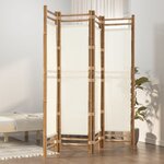 vidaXL Cloison de séparation pliante 4 panneaux 160 cm Bambou et toile