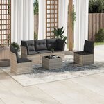 vidaXL Salon de jardin 6 Pièces avec coussins gris clair résine tressée