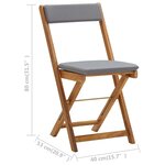 vidaXL Meuble de bistro pliable 3 Pièces et coussins Bois d'acacia solide