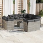 vidaXL Salon de jardin avec coussins 12 Pièces gris clair résine tressée