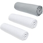3 draps housses - 140 x 190 cm -Craie/ Acier