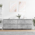 vidaXL Buffets 3 Pièces gris béton bois d'ingénierie