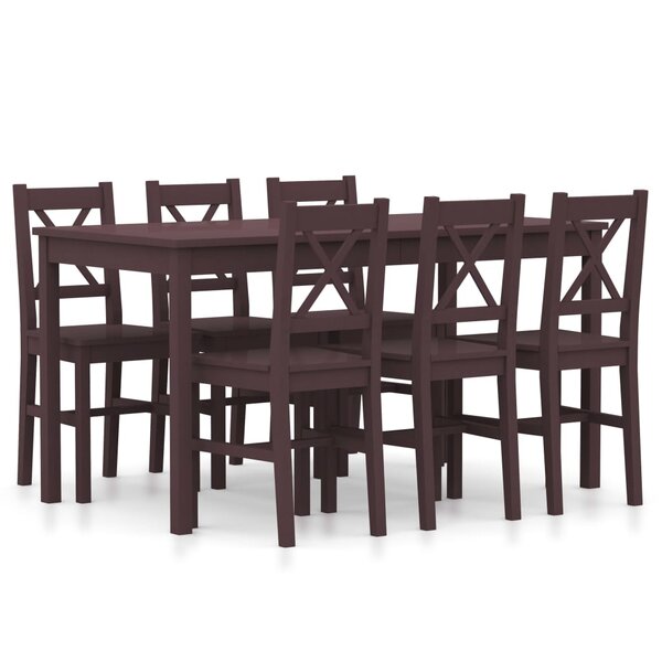 vidaXL Ensemble de salle à manger 7 Pièces Pinède Marron foncé