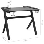 vidaXL Bureau de jeu à LED en forme de Y noir 110x60x75 cm