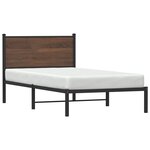 vidaXL Cadre de lit en métal avec tête de lit chêne marron 100x200 cm