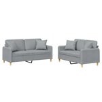 vidaXL Ensemble de canapés 2 Pièces coussins gris clair tissu