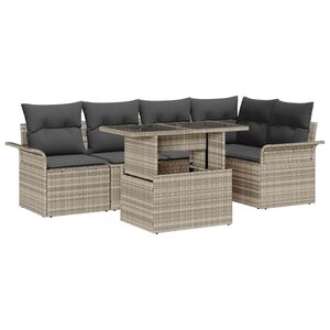 vidaXL Ensemble de canapé de jardin 6 Pièces Gris clair polyrotin