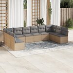 vidaXL Salon de jardin avec coussins 10 Pièces beige résine tressée