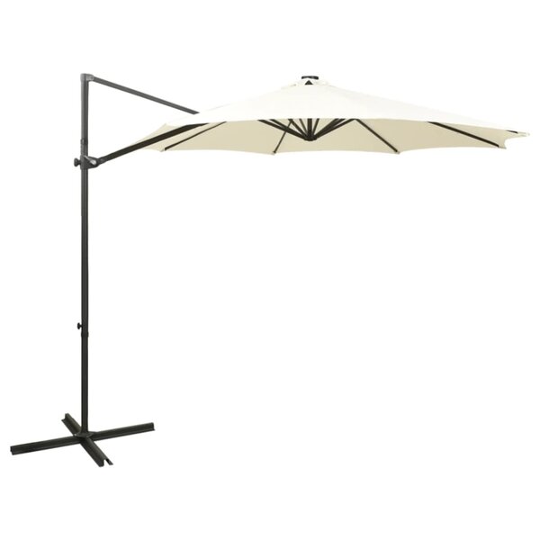 vidaXL Parasol déporté avec mât et lumières LED Sable 300 cm