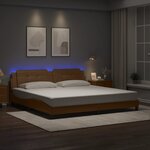 vidaXL Cadre de lit avec lumières LED cappuccino 200x200 cm similicuir