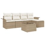 vidaXL Ensemble de canapés de jardin 6 pièces avec coussins marron en rotin synthétique