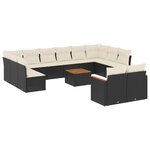 vidaXL Salon de jardin avec coussins 13 Pièces noir résine tressée