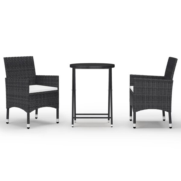 vidaXL Ensemble de bistro de jardin 3 Pièces poly rotin et verre trempé