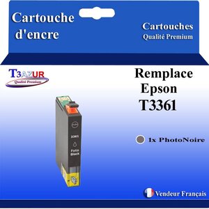 T3AZUR - Cartouche Compatible avec Epson T3361 (33XL) remplace Expression Premium XP-7100 XP-540 XP-530 XP-830 XP-900 XP-640 XP-630 XP-635 XP-645 - Photo Noire