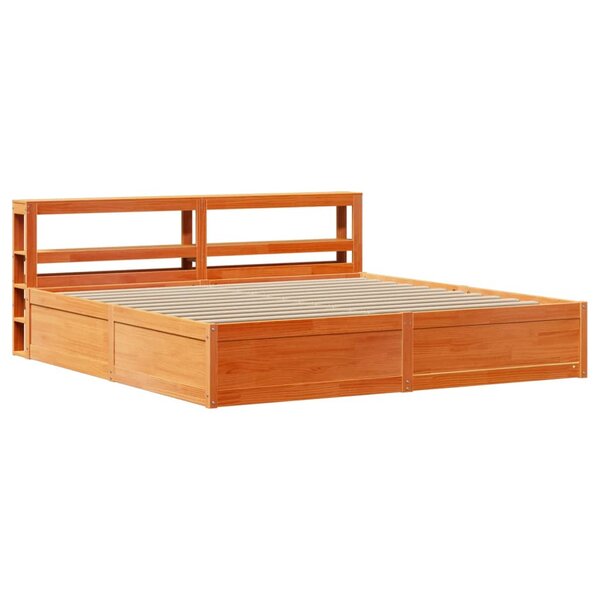 vidaXL Cadre de lit et tête de lit cire marron 200x200 cm bois de pin