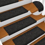 vidaXL Tapis d'escalier 15 Pièces Tissu aiguilleté 65x21x4 cm Noir