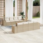 vidaXL Salon de jardin avec coussins 9 Pièces beige résine tressée