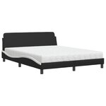 vidaXL Lit avec matelas noir et blanc 160x200 cm similicuir