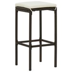 vidaXL Tabourets de bar avec coussins lot de 3 marron résine tressée