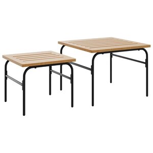 vidaXL Tables basses gigognes de jardin 2 Pièces marron et noir acier