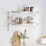 vidaXL Étagères murales 2 Pièces 75x23 5x3 cm argenté acier inoxydable