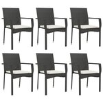 vidaXL Ensemble à manger de jardin coussins 7Pièces Noir Résine tressée