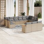 vidaXL Salon de jardin avec coussins 13 Pièces beige résine tressée