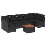 vidaXL Salon de jardin 8 Pièces avec coussins noir résine tressée