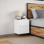 vidaXL Table de chevet murale avec lumières LED blanc