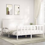 vidaXL Cadre de lit avec tête de lit blanc King Size bois massif