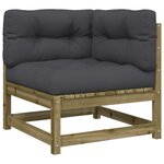 vidaXL Canapé de jardin avec coussins 2 places bois de pin imprégné